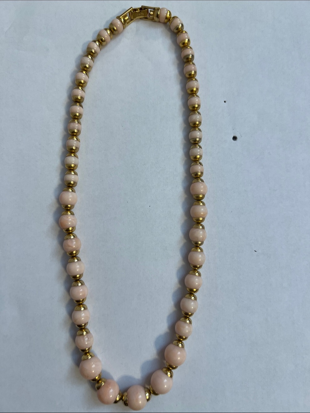 Vintage Avon Pink Coral Color Beads Gold tone 19" Graduated Necklace